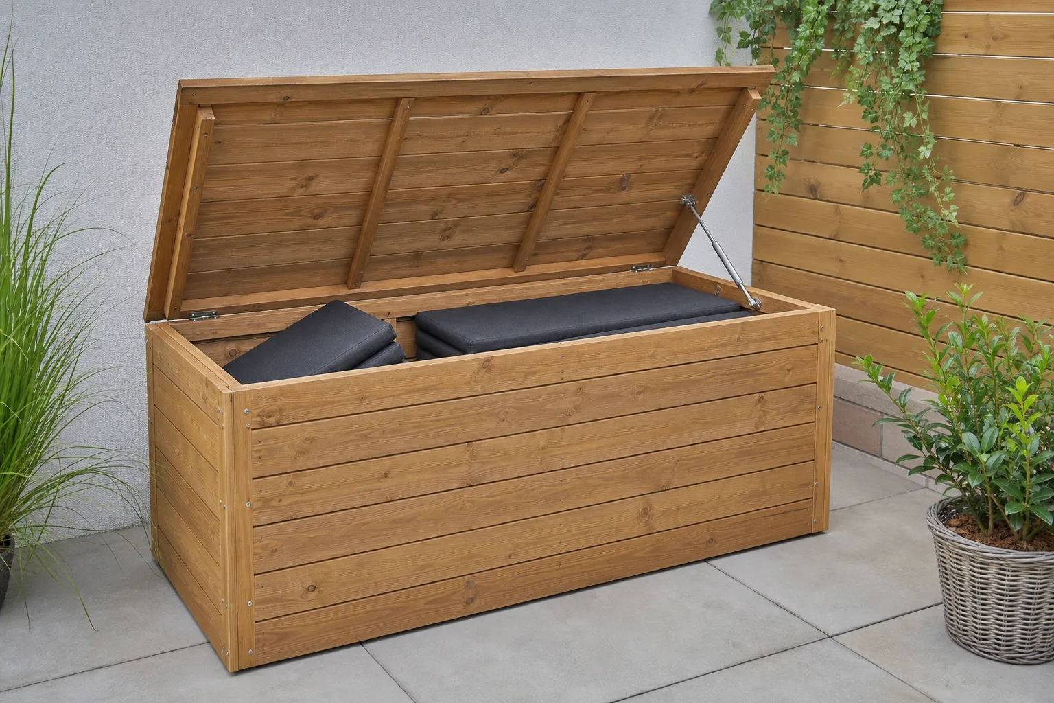 Auflagenbox fuer Sitzauflagen und Gartenzubehoer planen: DIY-Projekt