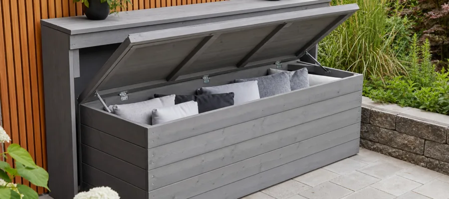 Auflagenbox mit zusaetzlicher Ablage bauen: Praktisches Gartenprojekt